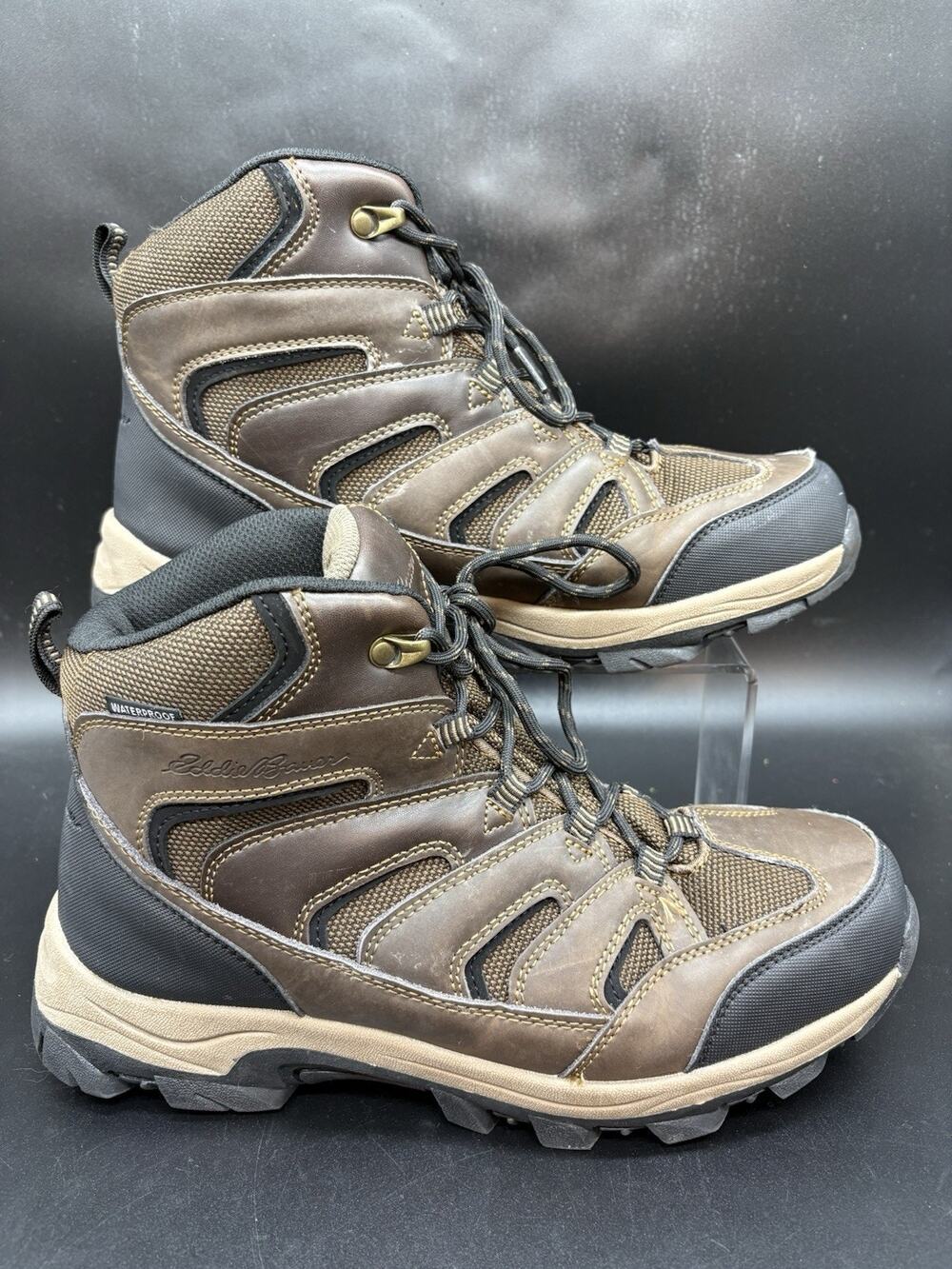 Eddie Bauer Men's Fairmont Waterproof Hiking Boots Brown Size 9.5